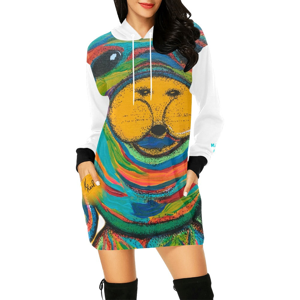 Manatee Landing Retreat Dress All Over Print Hoodie Mini Dress (Model H27)