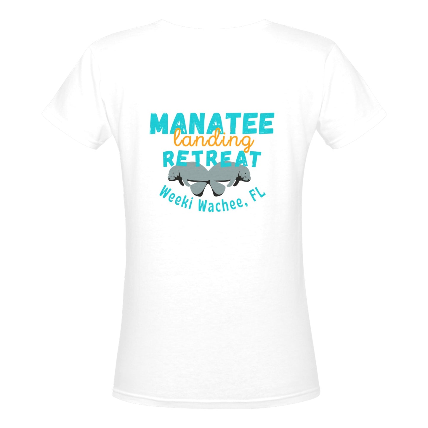 Manatee Landing Merlyn White Women's Deep V-neck T-shirt