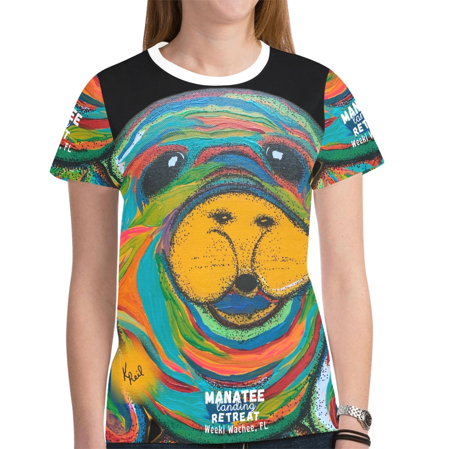 Manatee Landing Merlyn Magic New All Over Print T-shirt for Women
